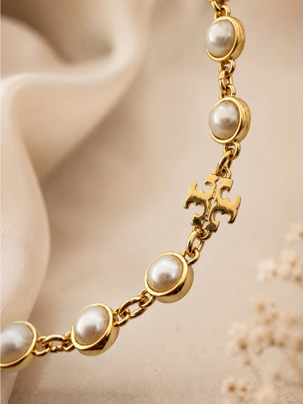 Tory Burch Moondance Goldtone & Imitation Pearl Bracelet